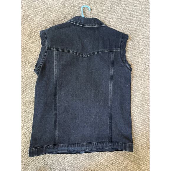 Dark gray wash vintage inspired sleeveless chore jacket women’s plus size 2X - Picture 3 of 10